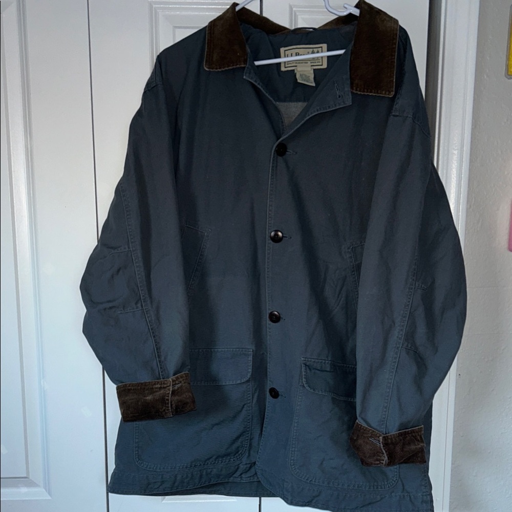 LL Bean Barn Jacket Grey Brown Corduroy Vintage